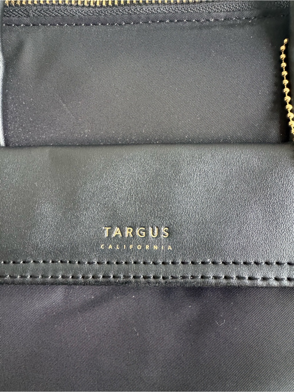 Targus Black Nylon Laptop Tote with Leather Trim and Gold Accents - Picture 2 of 7